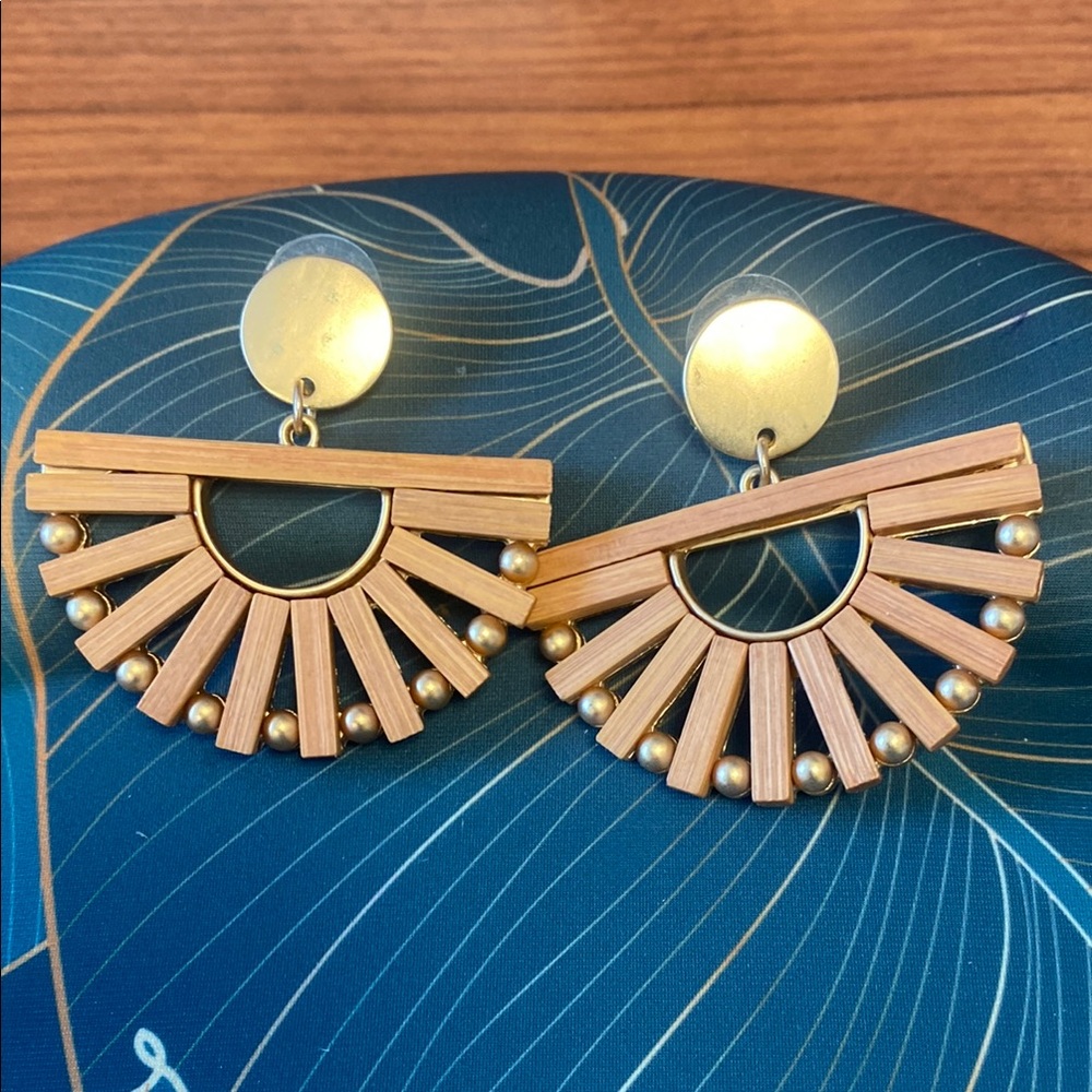 Elegant Gold and Tan Earrings
